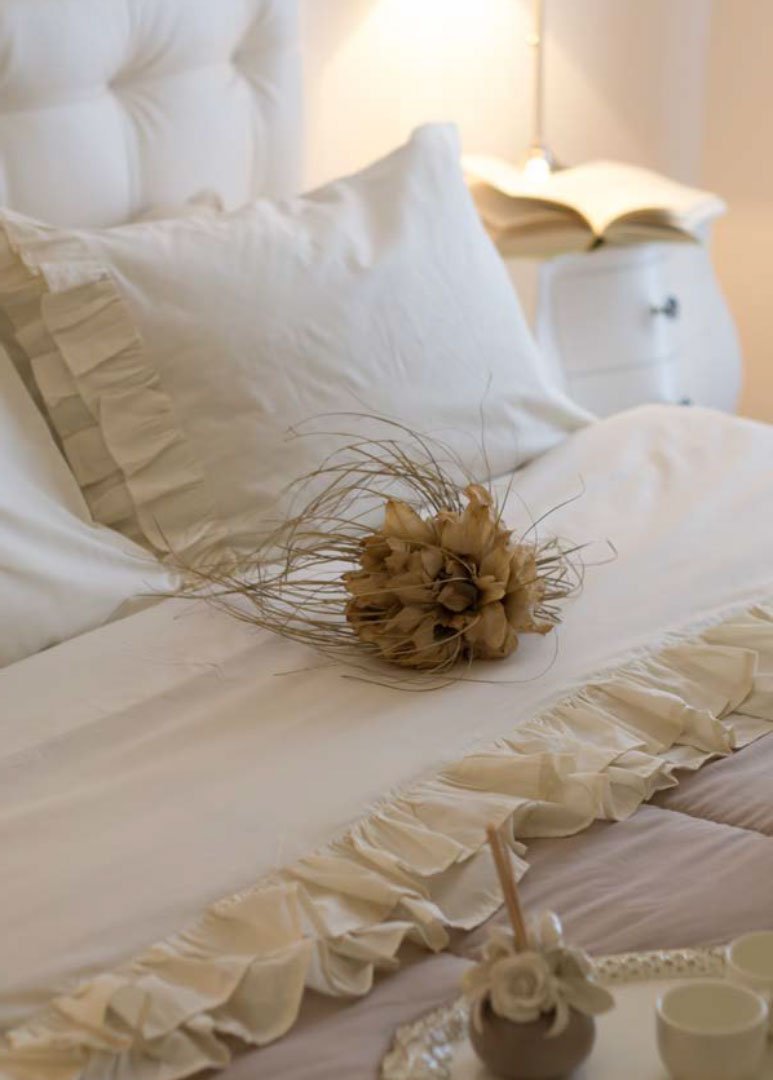 L'Atelier 17 Completo Letto Singolo Brigitte - Lenzuola In Puro Cotone Con Balza, Shabby Chic Made In Italy