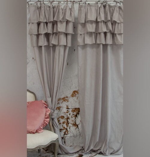 tenda voile cotone con rouche