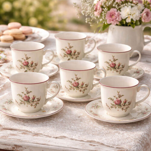 Set 6 Tazze da Tè in ceramica Moss Rose