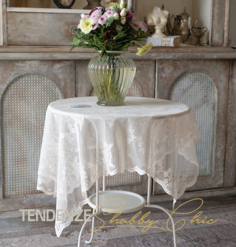 Tovaglia Rettangolare In Pizzo Ricamato L'Atelier 17 – Shabby Chic Sunset – 160x280 Cm – Colore Bianco - 3