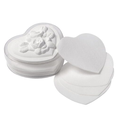 Scatola a cuore con 30 fogli di sapone al profumo di rosa Mathilde M.