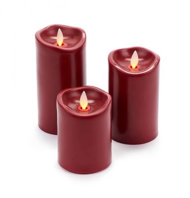Set 3 candele a batteria rosse