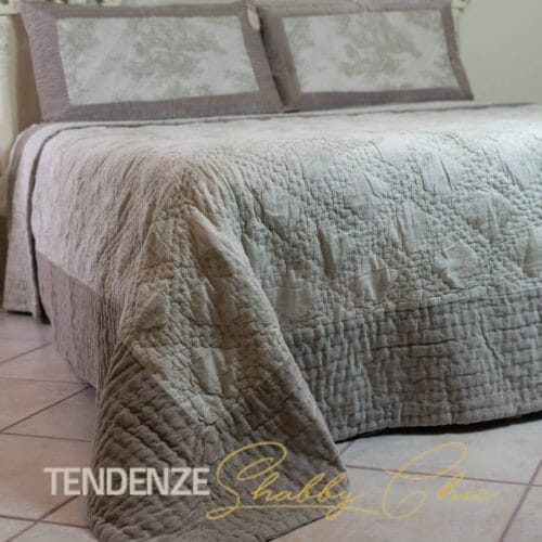 Edredón Doble Boutis Toile de Jouy Blanc Mariclò Tortora