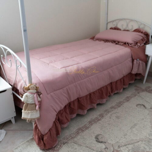 trapunta per letto singolo double face l'atelier 17 cipria malva