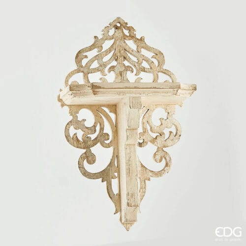 Estante de madera decapada con incrustaciones y decoraciones EDG