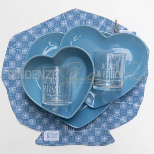 piatti a forma di cuore colore azzurro Nuvole di Stoffa