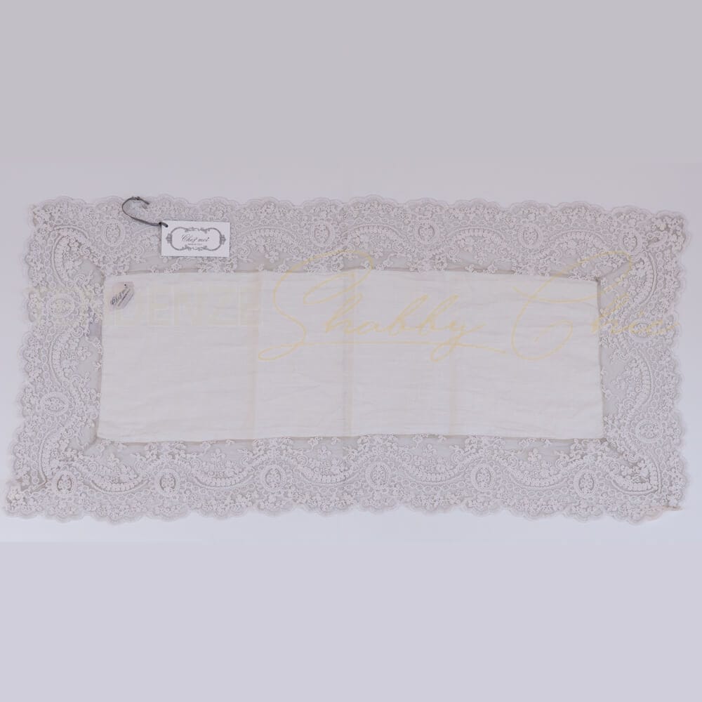 Bande de lin avec cadre en dentelle Corinzio Vintage Mud 40x85