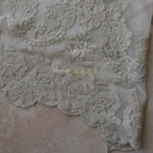 Tenda in puro pizzo Versailles 135x300 Argilla orlo smerlato