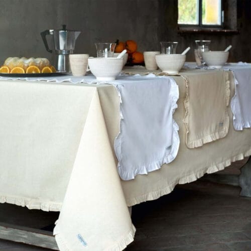 runner in cotone con galetta Blanc MariClò