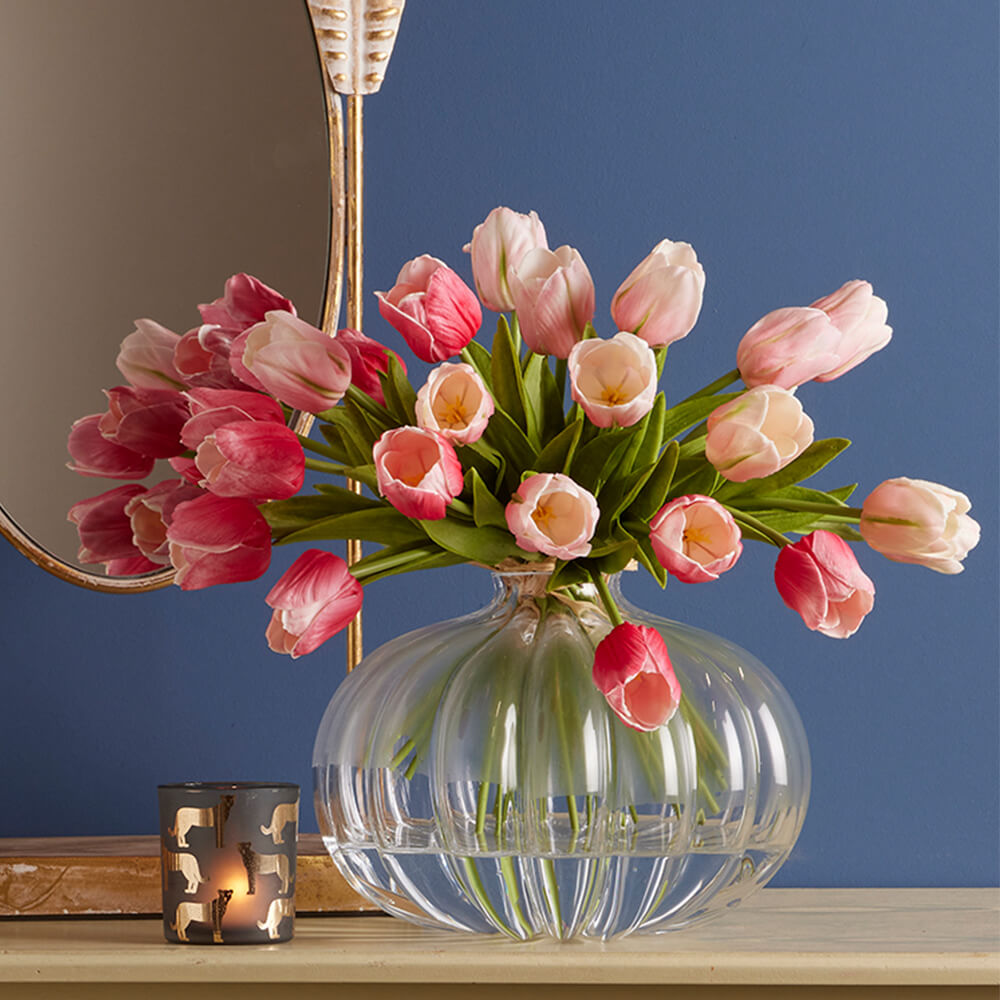 Bouquet de 5 tulipes rose poudré H 40 cm