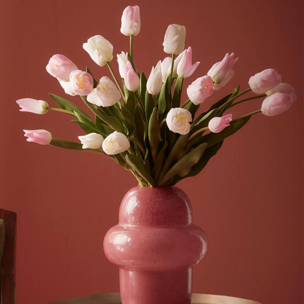 Bouquet de 5 tulipes rose poudré H 40 cm
