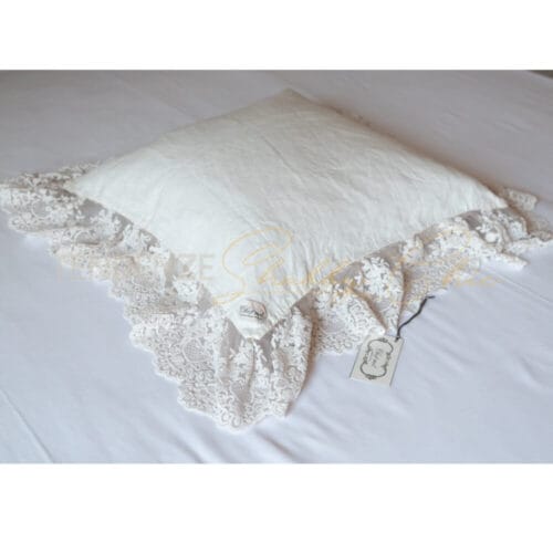 federa cuscino in lino con pizzo provenza attorno Chez Moi