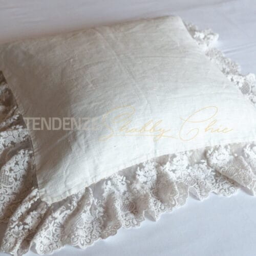 federa cuscino in lino e pizzo made in italy Chez Moi