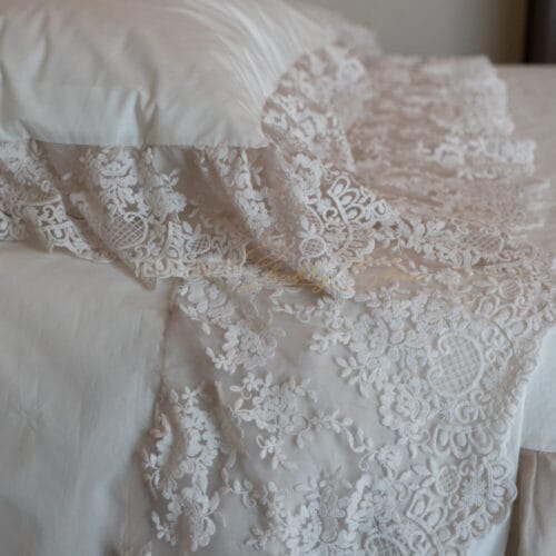 Sábana de matrimonio y 2 fundas de almohada de percal con encaje Provenza Rosè - Imagen 2