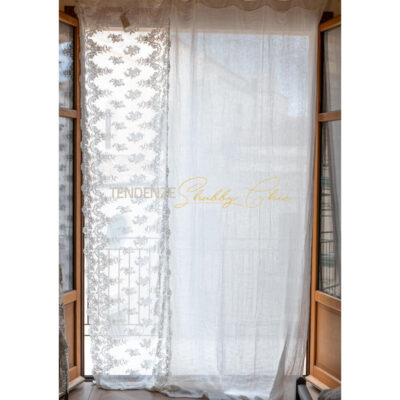 Tenda in lino intarsio in pizzo Versailles bianco naturale 220 x 300 Chez Moi