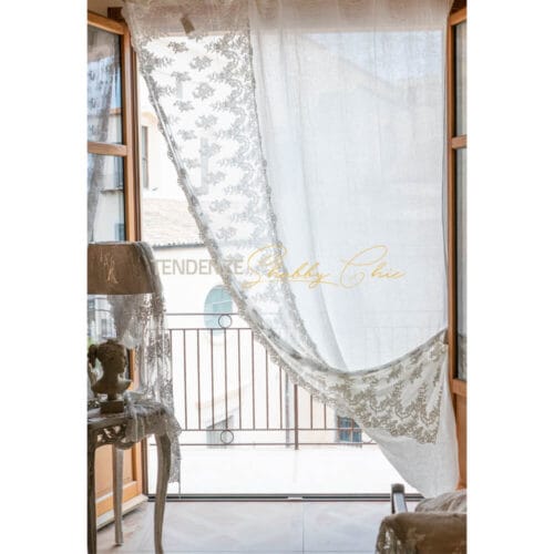 tenda in lino con pizzo versailles fatto a mano Chez Moi