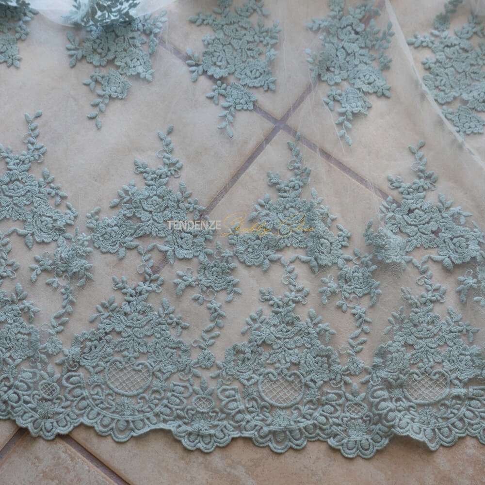 Cortina de encaje Provenza con lazo y puntillas en lino papel de azucar 120x300