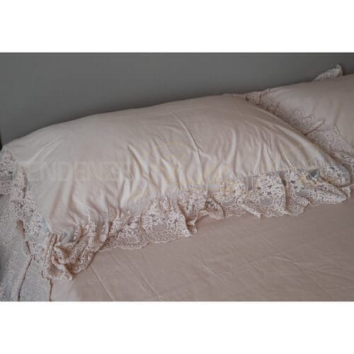 federe con balza in pizzo polvere di cipria Chez Moi