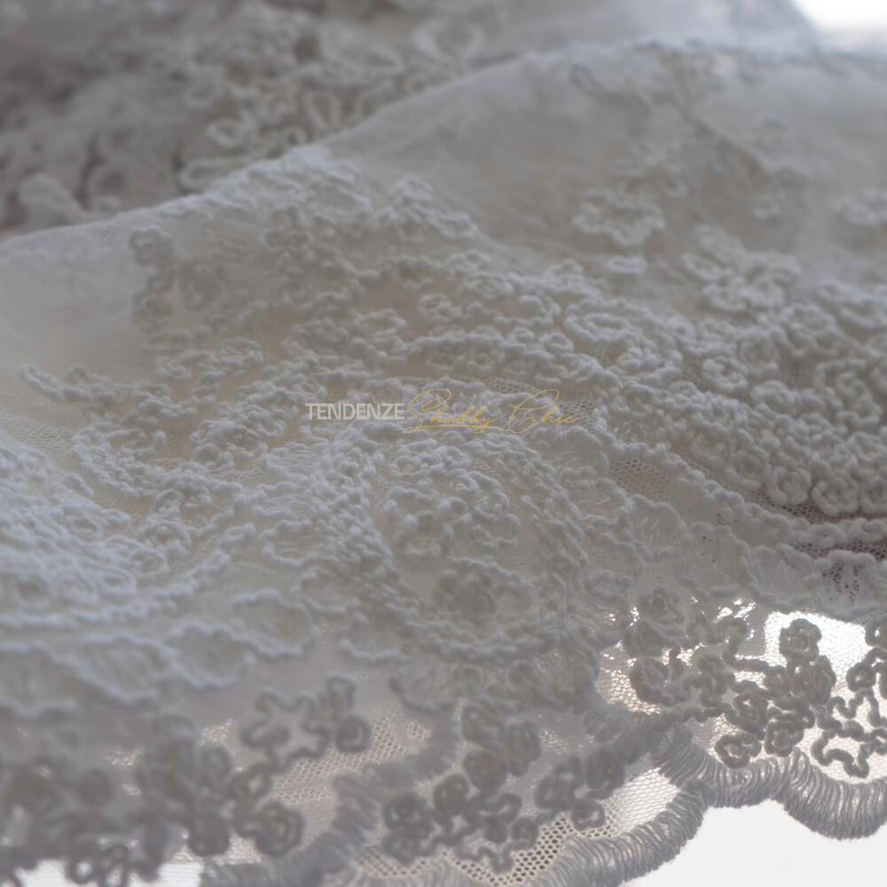 Rideau en dentelle Corinzio avec boucle et nœuds Blanc optique 120 x 300 – Image 5