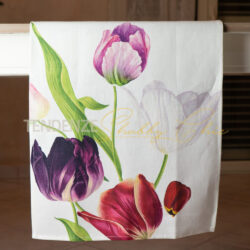 runner in lino stampa tulipani
