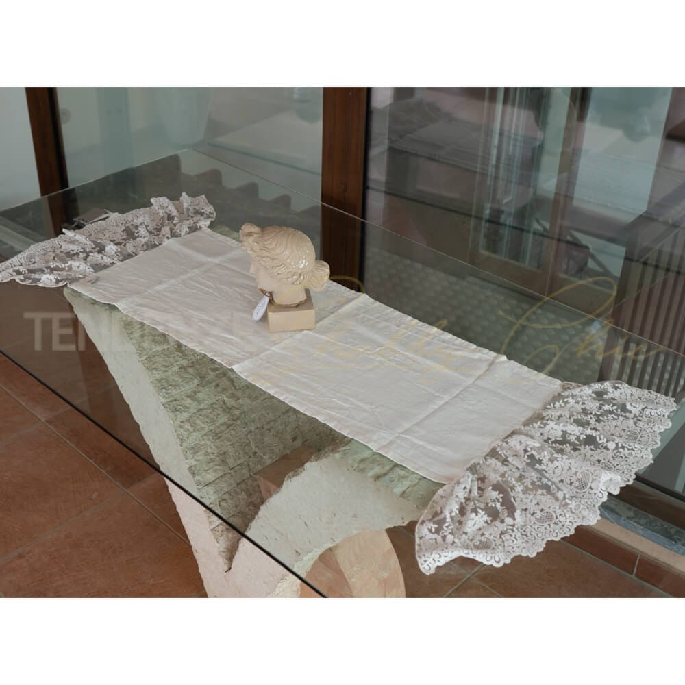 Chemin de table Vintage Mud Lin et dentelle Provenza – Image 3