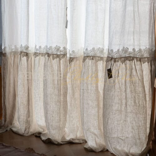 tenda fleuri con balza a contrasto chez moi in lino