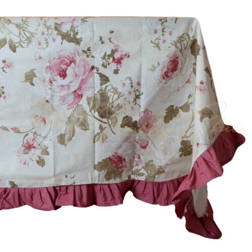 Nappe en résine Garden fond beige et collerette marsala