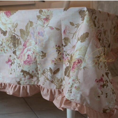 Nappe en résine Garden fond rose et collerette rose – Image 3