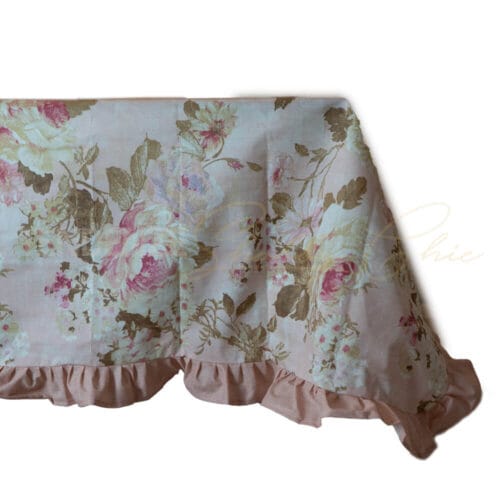 Nappe en résine Garden fond rose et collerette rose