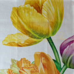 tovaglietta in lino all'americana con tulipani gialli