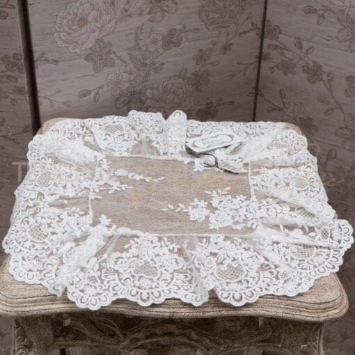 DAZZLEEX Tovaglia Ovale In Pizzo Bianco – Ricamo Floreale, 40x85 Cm, Per Tavolo Piccolo E Decorazione Rustica