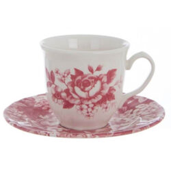 tazza da tè stampa fiori con piattino in ceramica Blanc MariClò