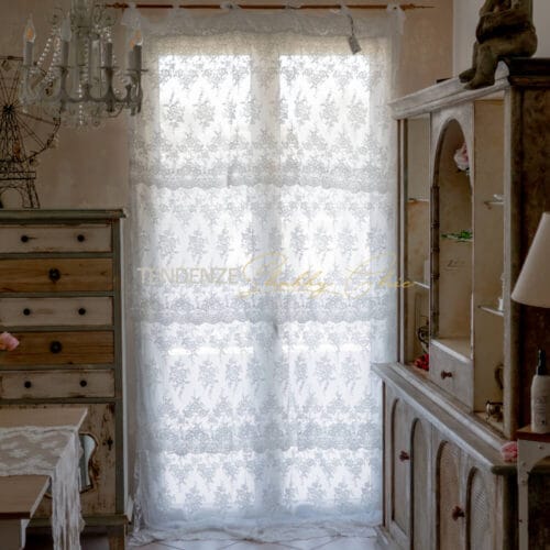 FruFru Organza y cortina de encaje provenza Chez Moi Bianca