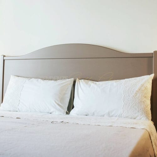 Sábana de matrimonio y 2 fundas de almohada de percal con encaje Corinzio Blanco - Imagen 4