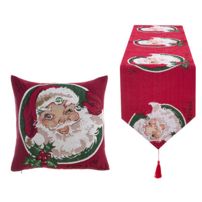 Camino de mesa y cojín con Papá Noel estampado Blanc MariClò - Santa Claus