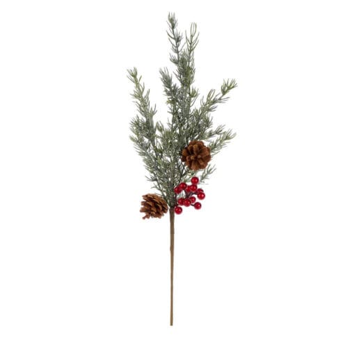 ramo di pino decorato con bacche e pigne