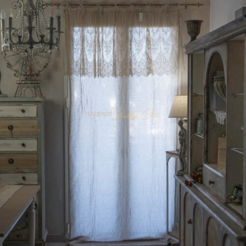 Tenda in lino con mantovana in lace Palazzo Pitti Talco
