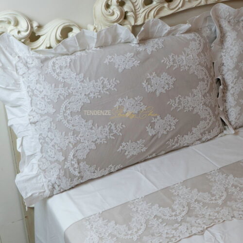 Sábana doble de percal con par de fundas de almohada y encaje Versailles - Vintage Fango - Imagen 3