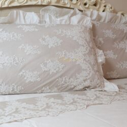lenzuolo shabby chic in percalle e pizzo made in italy