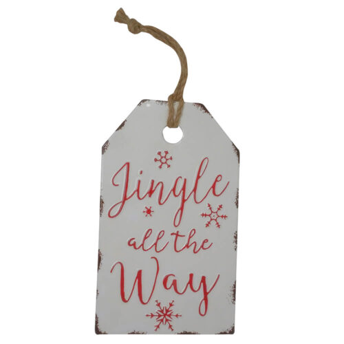 targgetta in metallo da appendere con scritta Jingle all the way