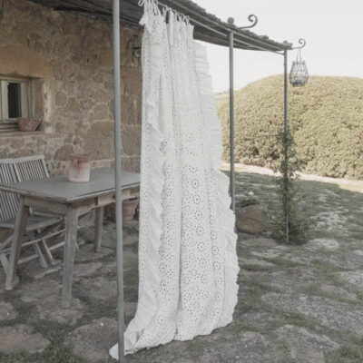 Rideau de coton à dentelle Sangallo avec volants latéraux Versailles Nuvola