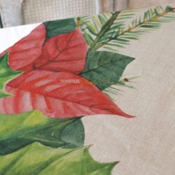 copritavolo in lino naturale e stella di natale stampata