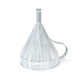 imbuto rovesciato in metallo portacandela bianco shabby
