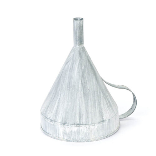 imbuto rovesciato in metallo portacandela bianco shabby