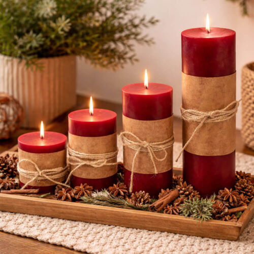 candele natalizie nuvole di stoffa