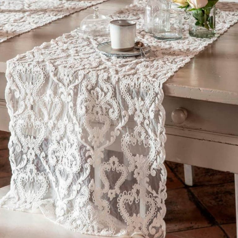 Daliena Tenda corta in pizzo, decorativa, da bistrò, stile vintage, per cucina, caffè, soggiorno, bianco (larghezza x altezza 120 x 100 cm), 1 pezzo