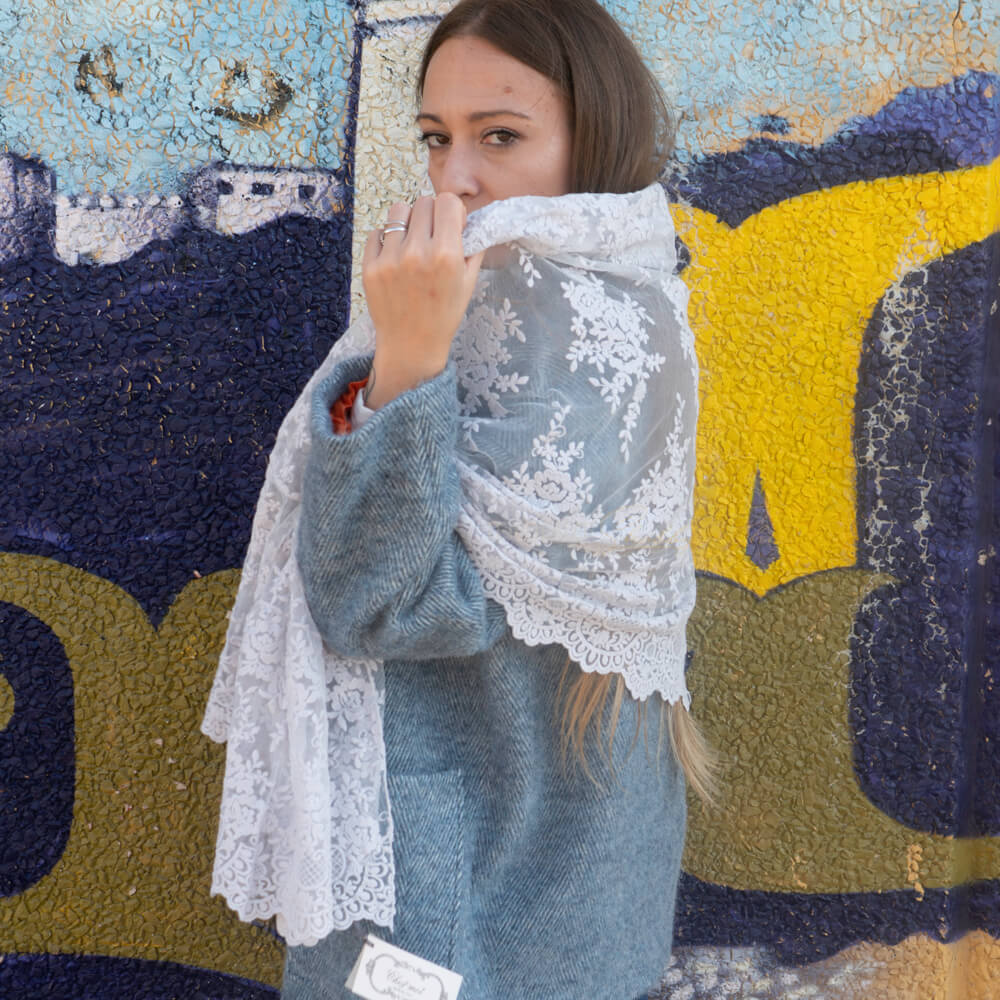 foulard shabby chic in puro pizzo made in italy