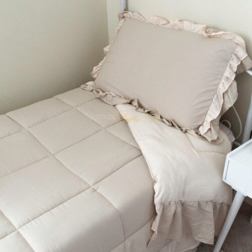 trapunta cloud rouches letto singolo avorio e beige l'atelier 17