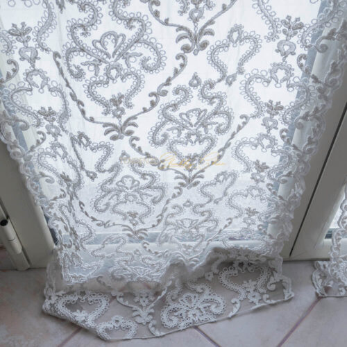 Coppia tende per porta finestra Arabesque con smerlo laterale Vintage Fango 50x240 1
