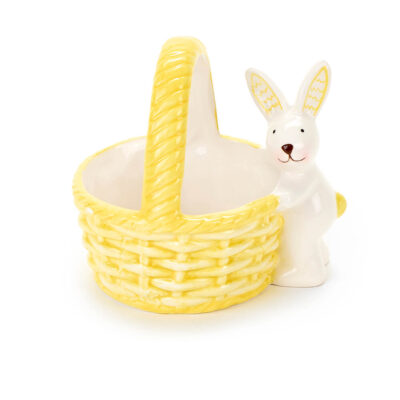Panier en céramique jaune avec lapin Clarissa